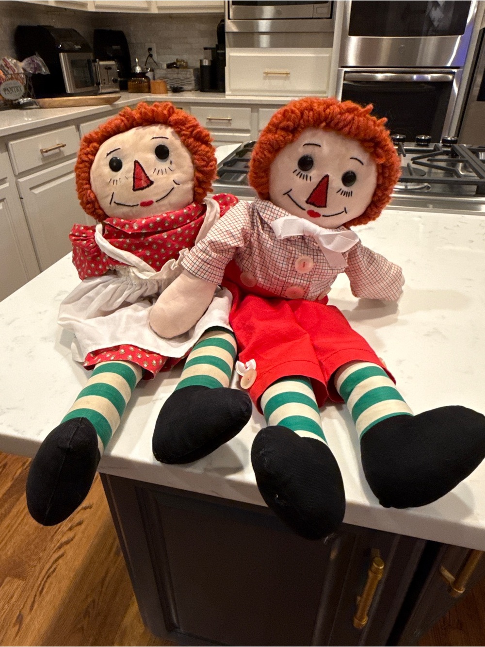 Vintage Raggedy Ann & Andy Style Handmade Cloth Dolls Country Farmhouse Decor - Picture 6 of 16